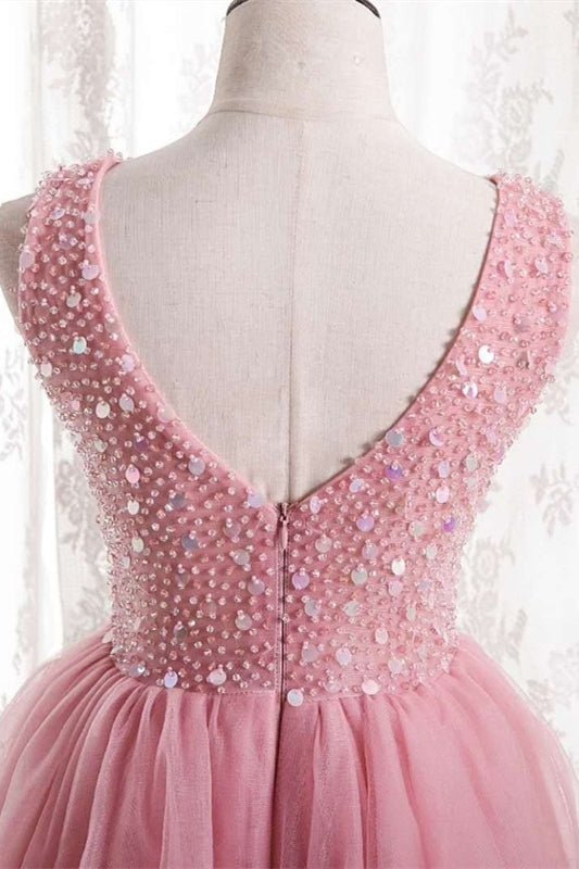 Princess Pink Tiered Tulle Long Formal Dress