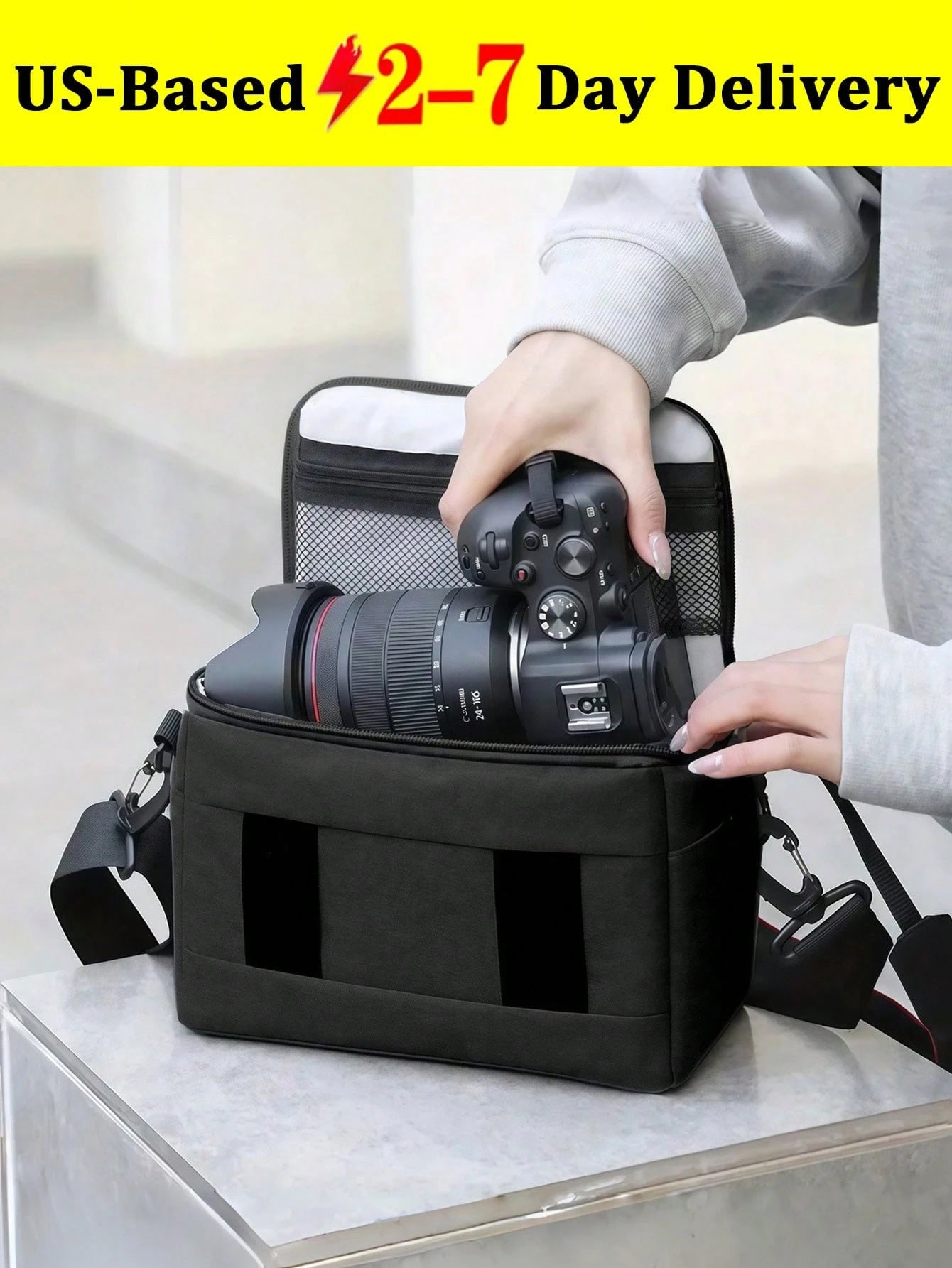 [Quick Local Shipping In The United States]1pc Black DSLR Camera Bag Handbags Nylon Shoulder Bag Camera Case Portable For Nikon Canon DSLR Camera/Waterproof DSLR Camera Bag For Canon(EOS R R10 R7 R6 R