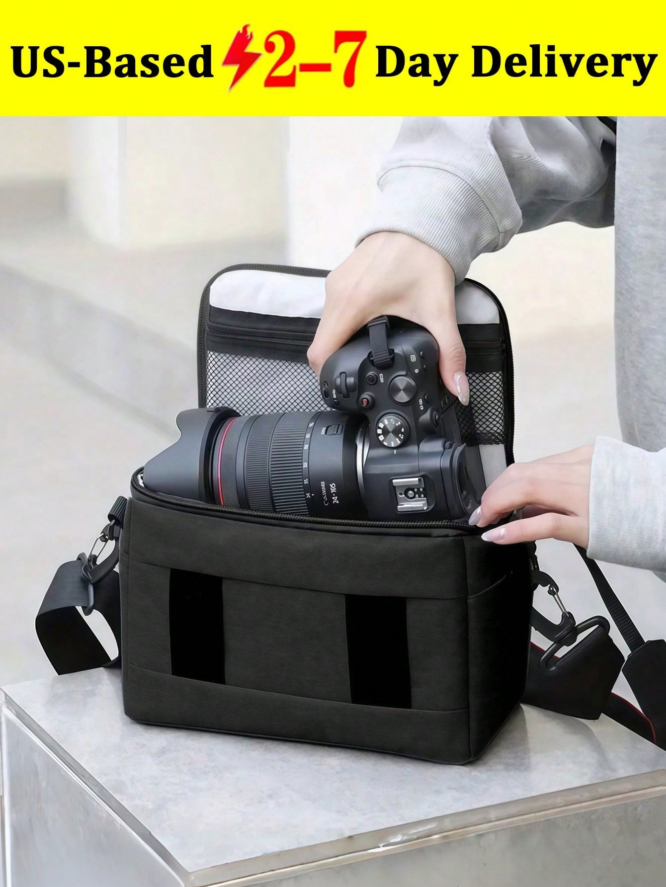 [Quick Local Shipping In The United States]1pc Black DSLR Camera Bag Handbags Nylon Shoulder Bag Camera Case Portable For Nikon Canon DSLR Camera/Waterproof DSLR Camera Bag For Canon(EOS R R10 R7 R6 R
