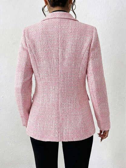 Rafferiza 2026 Women's Plus Size Fashionable Versatile Commuter Double-Breasted Flat Collar Jacket Fall