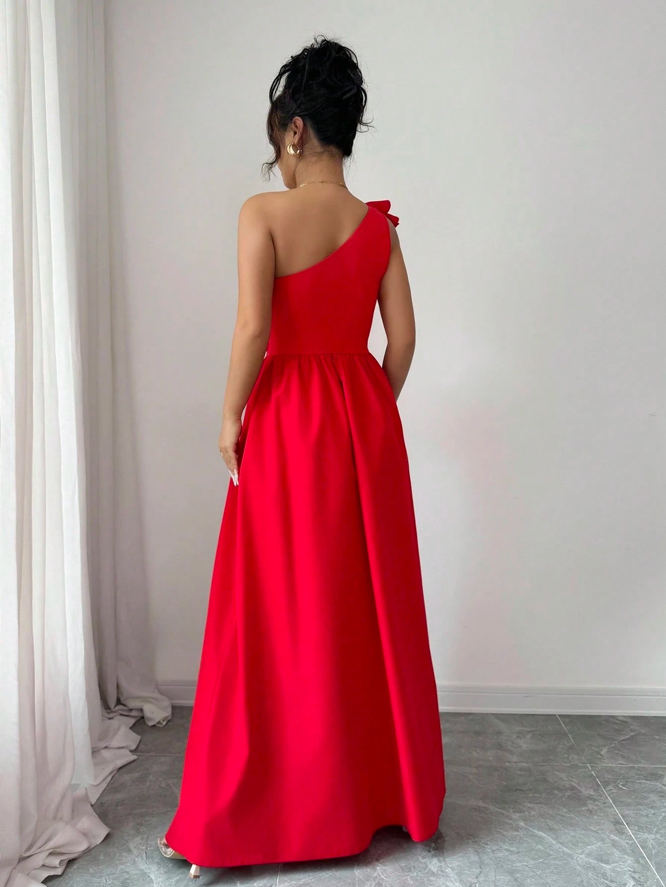 Rafferiza Fashionable New Sleeveless V-Neck Ruffle Hem Split European & American Style Dress For Women