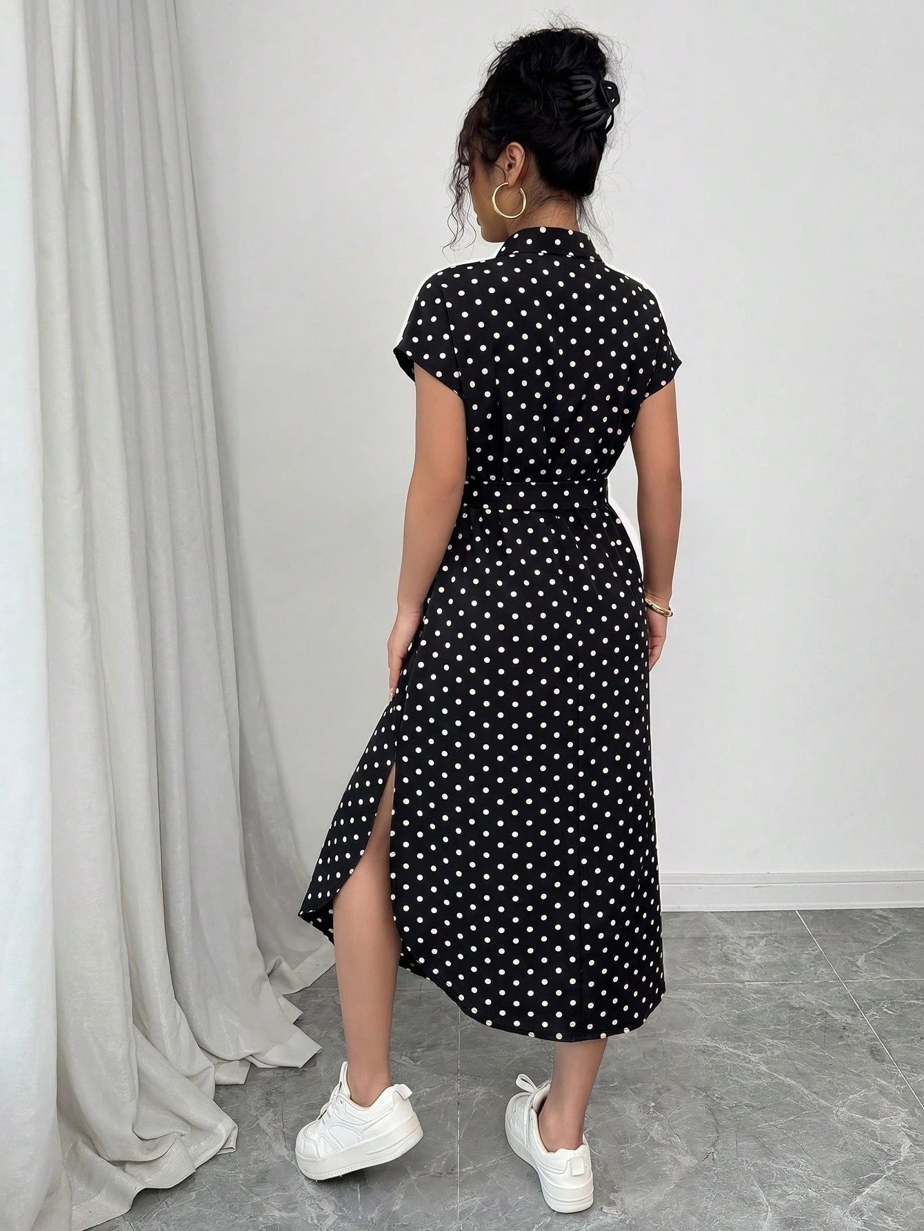 Raffinéa Women's Casual Vacation Travel Leopard Print Front Button Shirt Belt Bow Pocket Side Slits 2025 Summer New Short Sleeve Long Dress
