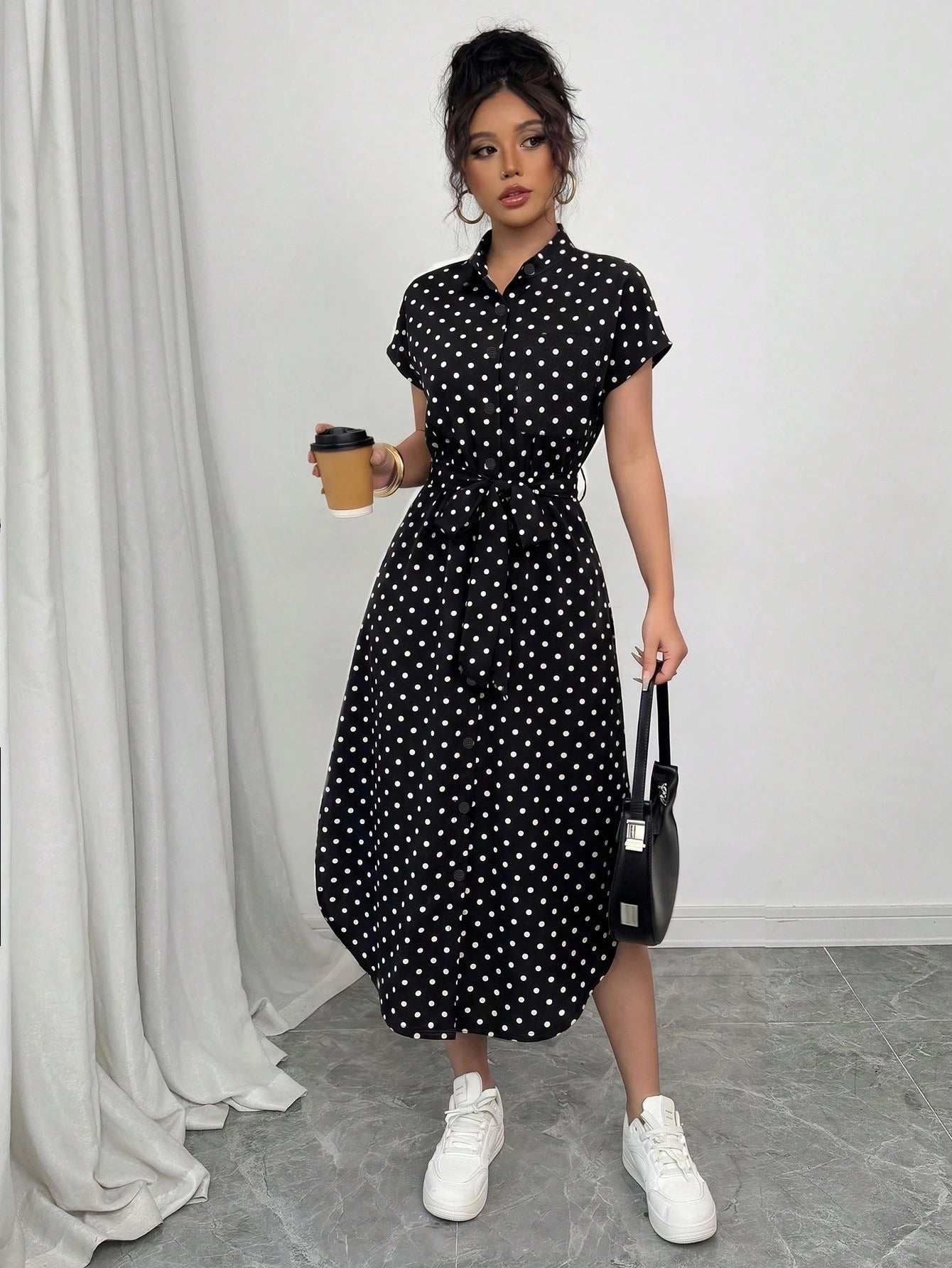 Raffinéa Women's Casual Vacation Travel Leopard Print Front Button Shirt Belt Bow Pocket Side Slits 2025 Summer New Short Sleeve Long Dress