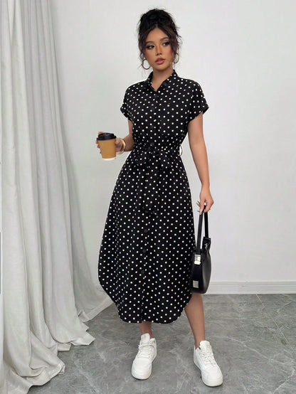 Raffinéa Women's Casual Vacation Travel Leopard Print Front Button Shirt Belt Bow Pocket Side Slits 2025 Summer New Short Sleeve Long Dress