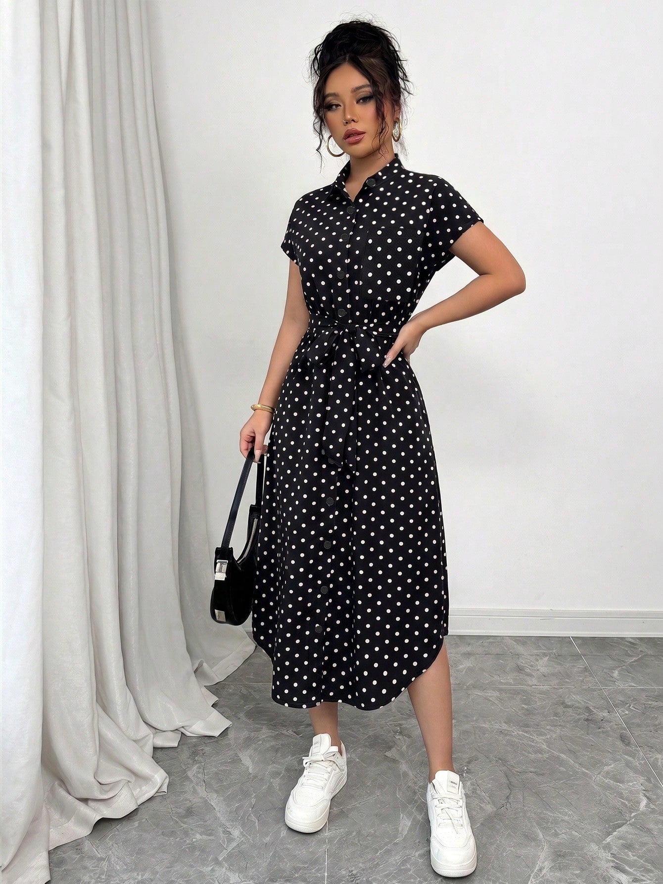 Raffinéa Women's Casual Vacation Travel Leopard Print Front Button Shirt Belt Bow Pocket Side Slits 2025 Summer New Short Sleeve Long Dress