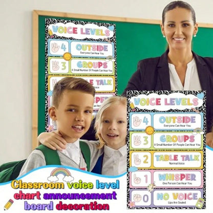 Rainbow Voice Level Chart For Classrooms 10.6''x 15.8'' Colorful Voice Chart Poster Cute Noise Levels Educational Sign For Classroom Elementary Back To School Teachers Supplies