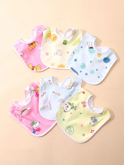 Random 8pcs Baby Waterproof U-Shaped Snap Bibs With Floral Crystal Velvet, Drool Bib For Feeding