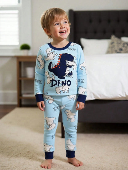 [Randomly Ships 1 Of 5]Baby Boy Halloween Cartoon Theme Loungewear, Multiple Playful Prints Pumpkin Ghost Bat Stripe Pattern, Knitted Fabric, Comfortable Soft High Elasticity Slim Fit Round Neck Long
