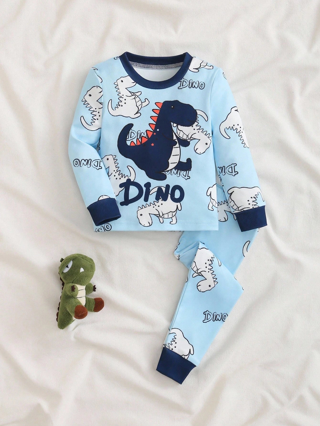 [Randomly Ships 1 Of 5]Baby Boy Halloween Cartoon Theme Loungewear, Multiple Playful Prints Pumpkin Ghost Bat Stripe Pattern, Knitted Fabric, Comfortable Soft High Elasticity Slim Fit Round Neck Long