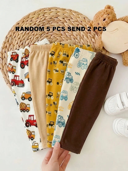 Randomly Ships 2 Of 5, New Cute Clothing Comfortable Simple Soft Casual Cartoon Print, Cute Boys Pants Daily Wear, Boys Favorite Pattern Gift