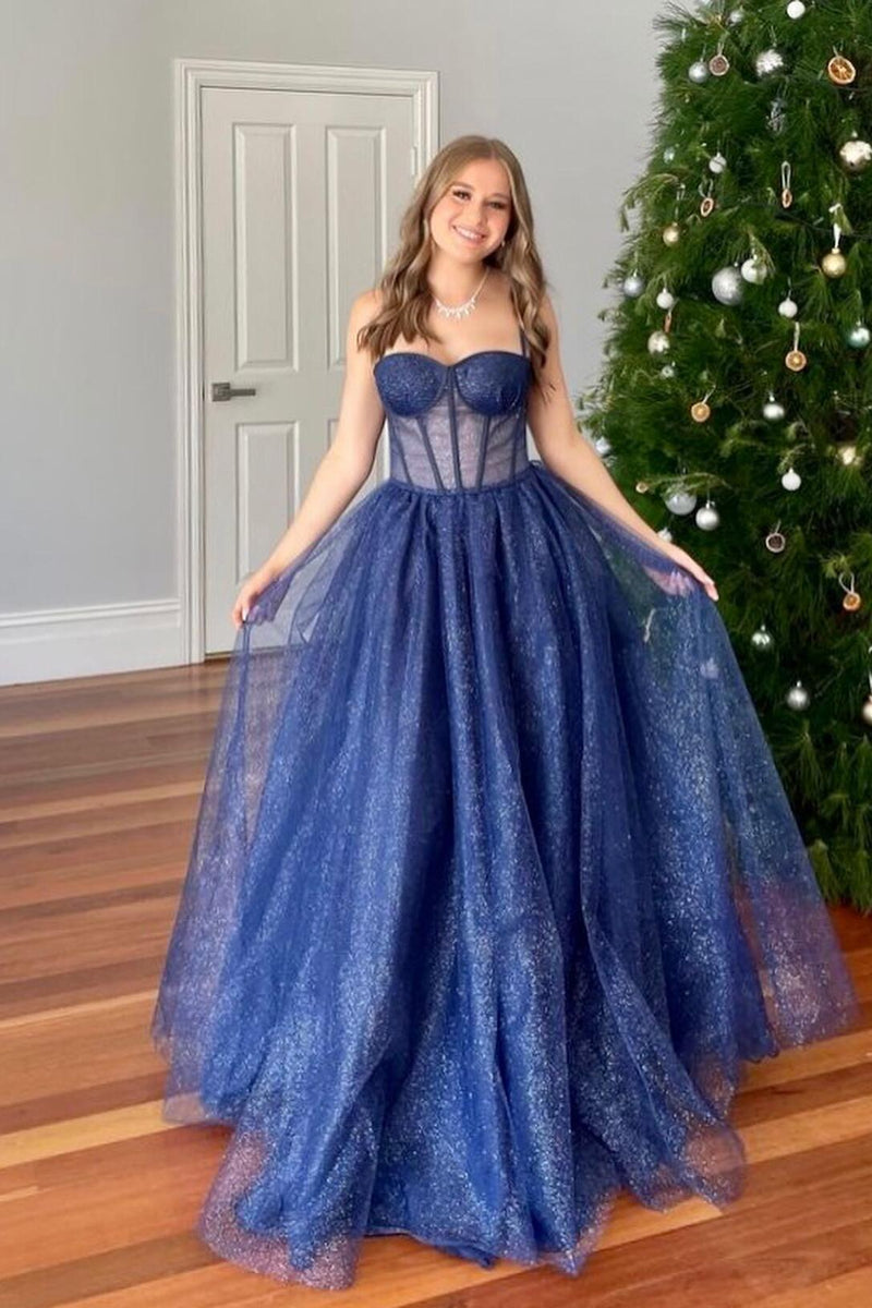 Red Sheer Corset A-line Long Formal Dress