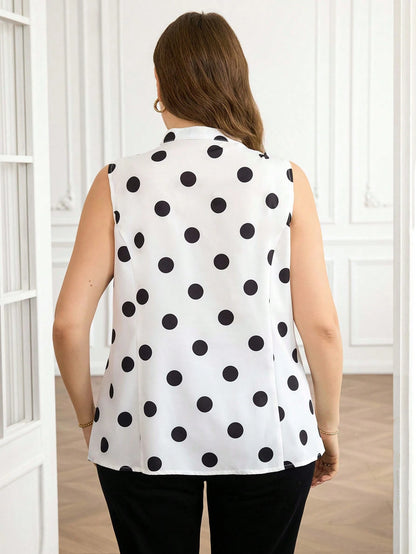 Reflora Plus Ruffle Trim Sleeveless Shirt For Summer