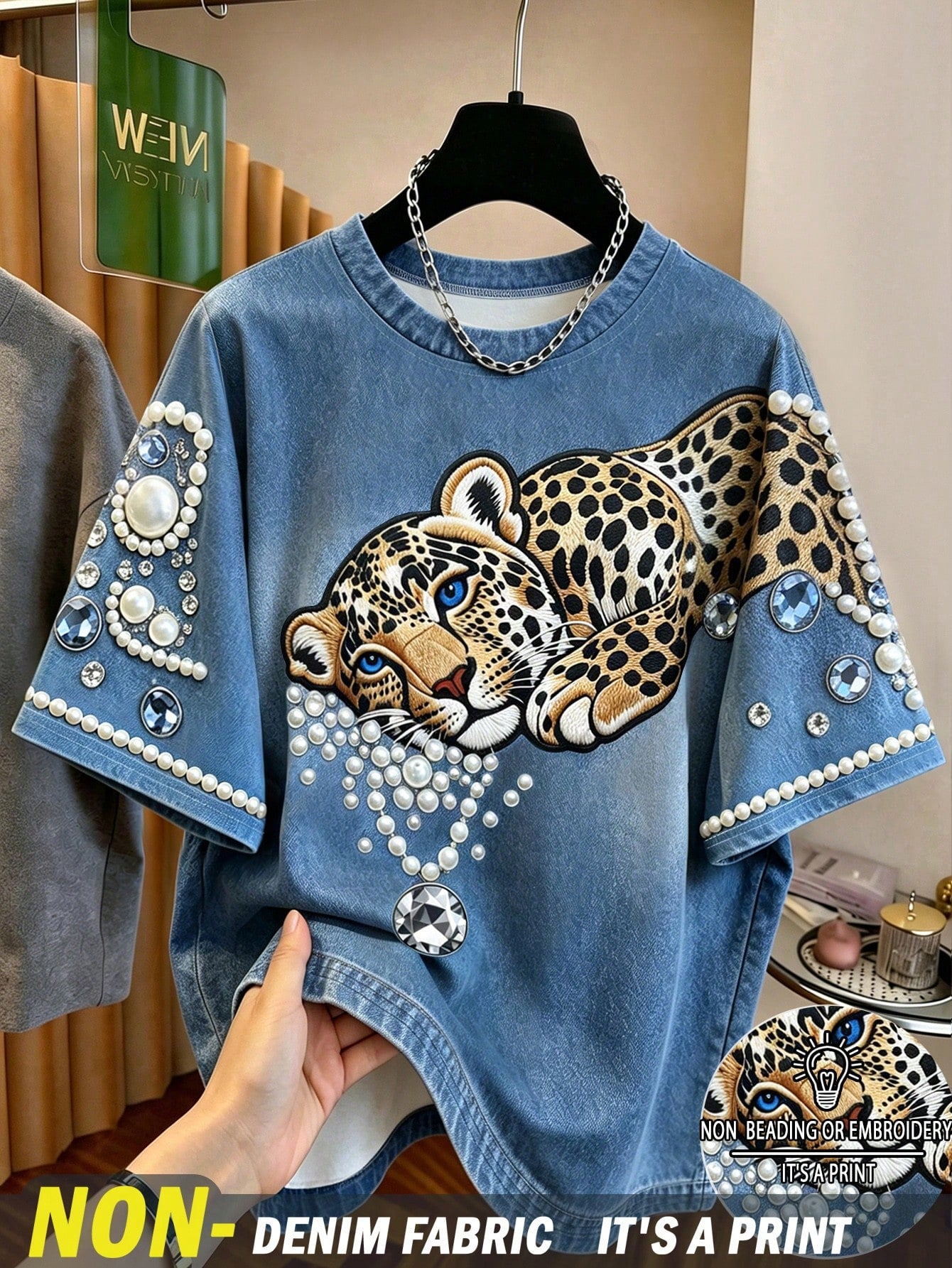 Resyla Plus Size Digital Print Leopard Print T-Shirt Street Style Casual Top