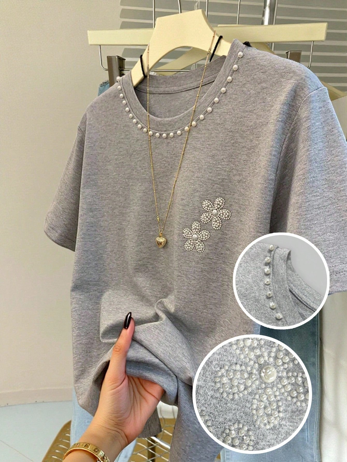 Resyla Women's Plus Size Super Loose White T-Shirt,Cute Heart Shape Dot Print Color-Blocked Top,Summer Vacation Casual Fashionable Gift For Mom & Sisters