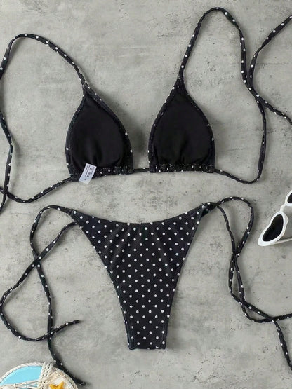 Retro Blue Striped Print Halter Tie Bikini Set, Sexy Push-Up High Waist Fitted 2-Piece Swimsuit For Women, Summer Holiday