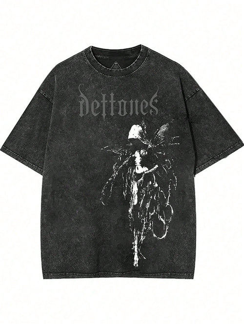 Retro Limited Edition Retro Sub-Tone Tee, Rock Band Heavy Metal Neutral Cotton Pattern Washed TeeGothic Punk Grunge Emo Y2K Clothes, Rock Music Merch