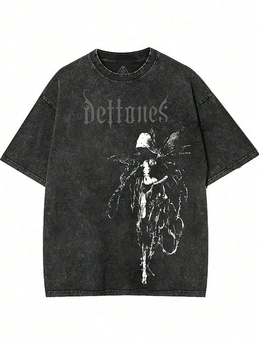 Retro Limited Edition Retro Sub-Tone Tee, Rock Band Heavy Metal Neutral Cotton Pattern Washed TeeGothic Punk Grunge Emo Y2K Clothes, Rock Music Merch