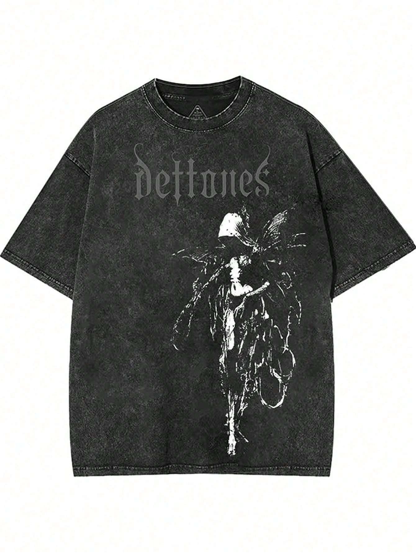 Retro Limited Edition Retro Sub-Tone Tee, Rock Band Heavy Metal Neutral Cotton Pattern Washed TeeGothic Punk Grunge Emo Y2K Clothes, Rock Music Merch