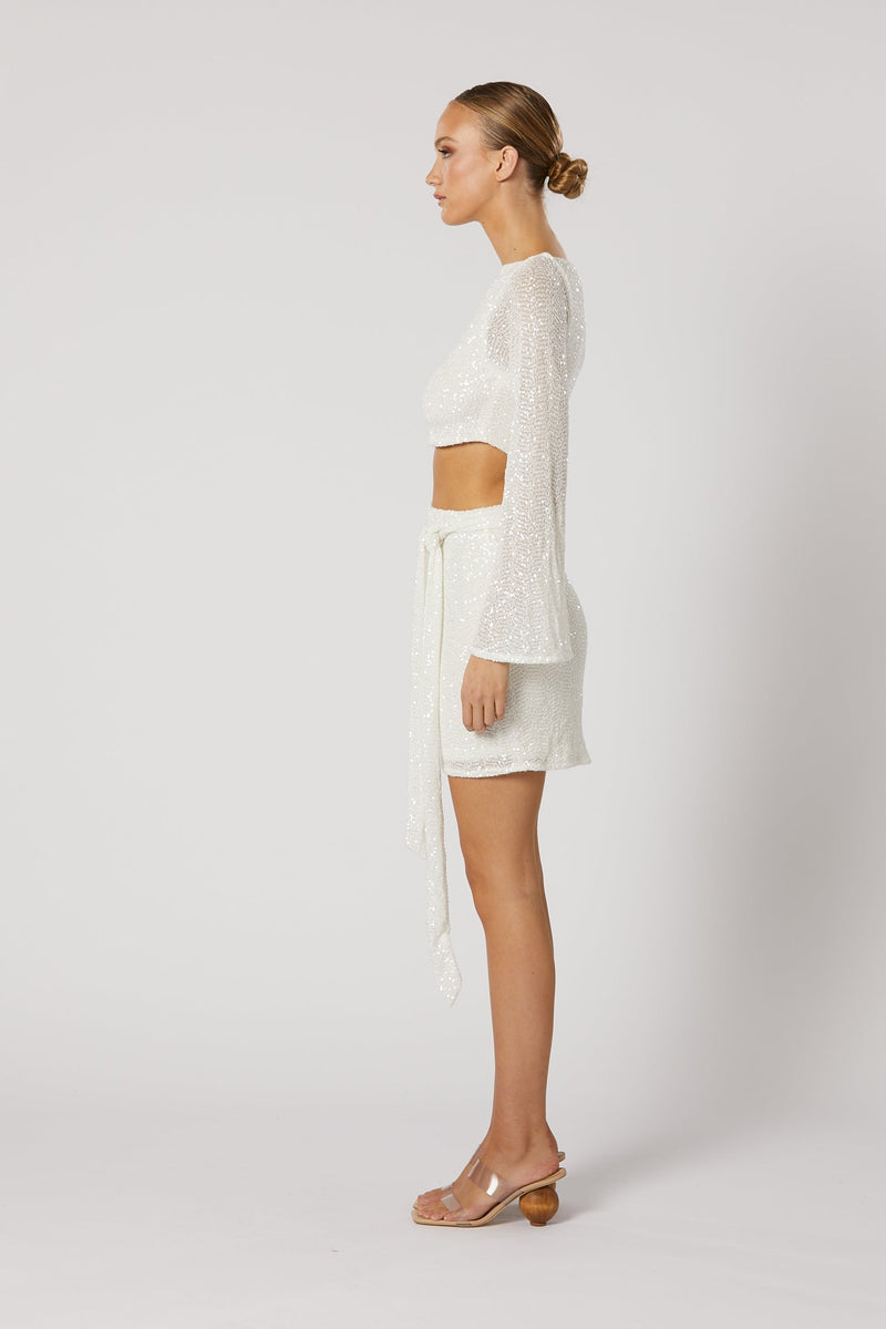 Reyna Tie Short Dress - White - SHOPJAUS - JAUS