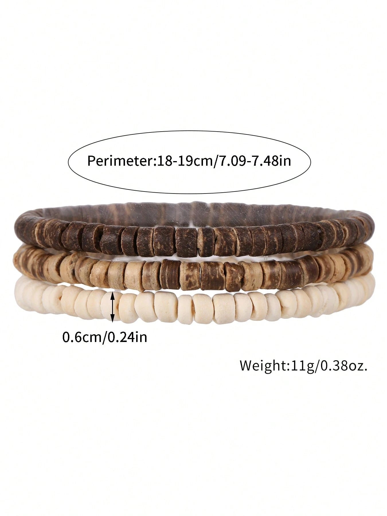 RINTOLER 1set/3pcs Boho Style Coconut Shell & Turquoise Beads Hollow Elastic Bracelet Set, Suitable For Daily Wear Or Vacation Matching