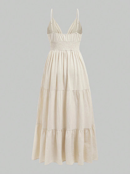 ROMWE Fairycore Women's Renaissance Casual Holiday Star Embroidery Spaghetti Strap A-Line Dress