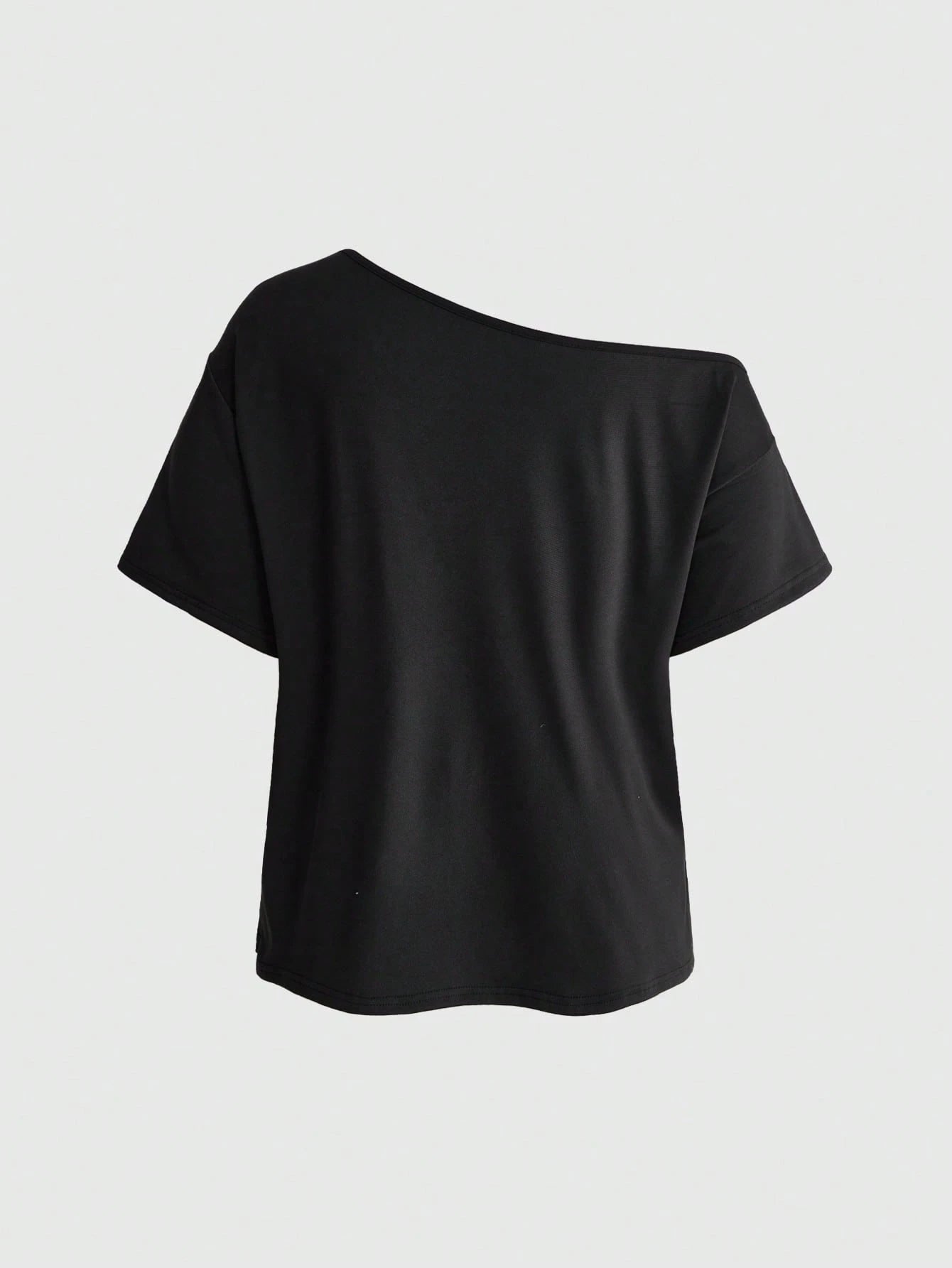 ROMWE Goth Plus Size Women's Asymmetrical Shoulder Cat Print Casual Daily Wear T-Shirt