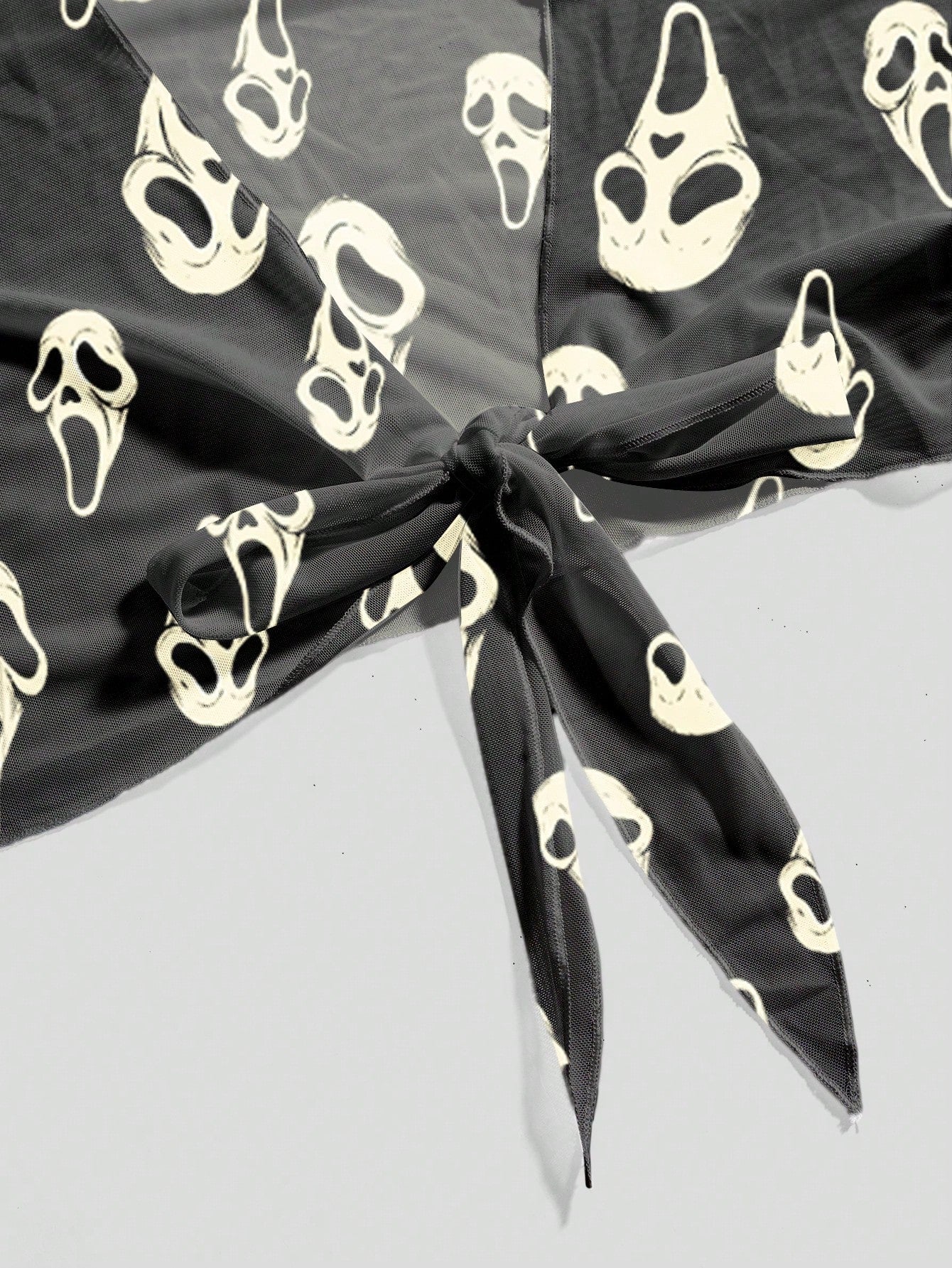 ROMWE Gothic Mystery Box Spooky Mask Sexy Plus Size Open Front Top For Women Fall