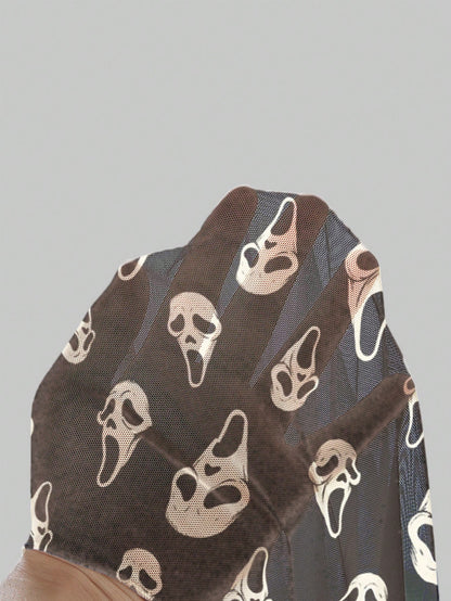 ROMWE Gothic Mystery Box Spooky Mask Sexy Plus Size Open Front Top For Women Fall