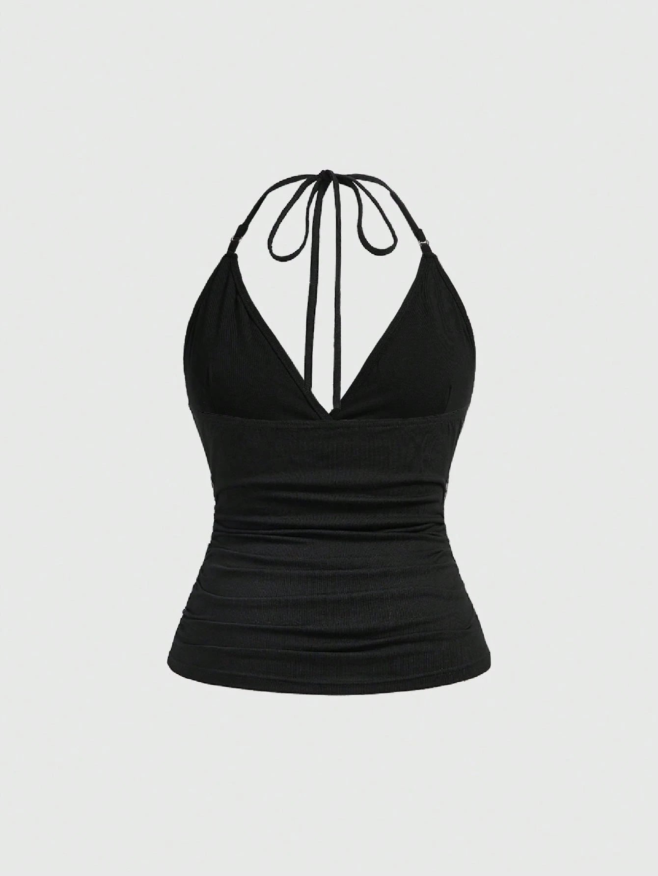 ROMWE Grunge Punk Plus Size Women's Retro Sexy Punk Halter Neck Sleeveless Top With Metal Eyelets Decoration, Versatile Street Style