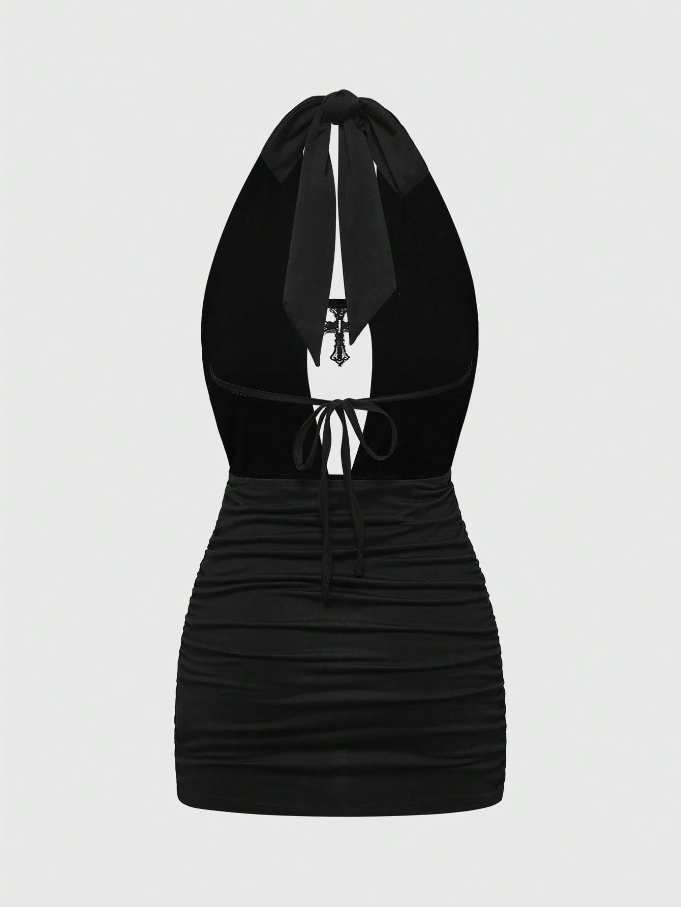ROMWE Grunge Punk Spring/Summer Carnival Party Leopard Sexy Leopard Print Cross Pendant Draped Neck Backless Mini Dress