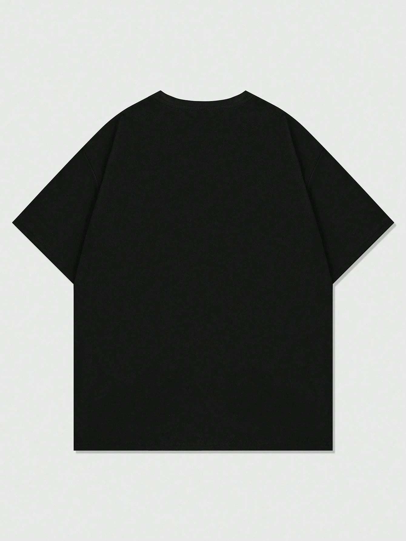 ROMWE Street Life Retro Streetwear Silhouette & Thermal Imaging Print Short Sleeve T-Shirt, Summer Fall Winter