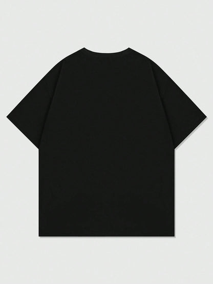 ROMWE Street Life Retro Streetwear Silhouette & Thermal Imaging Print Short Sleeve T-Shirt, Summer Fall Winter