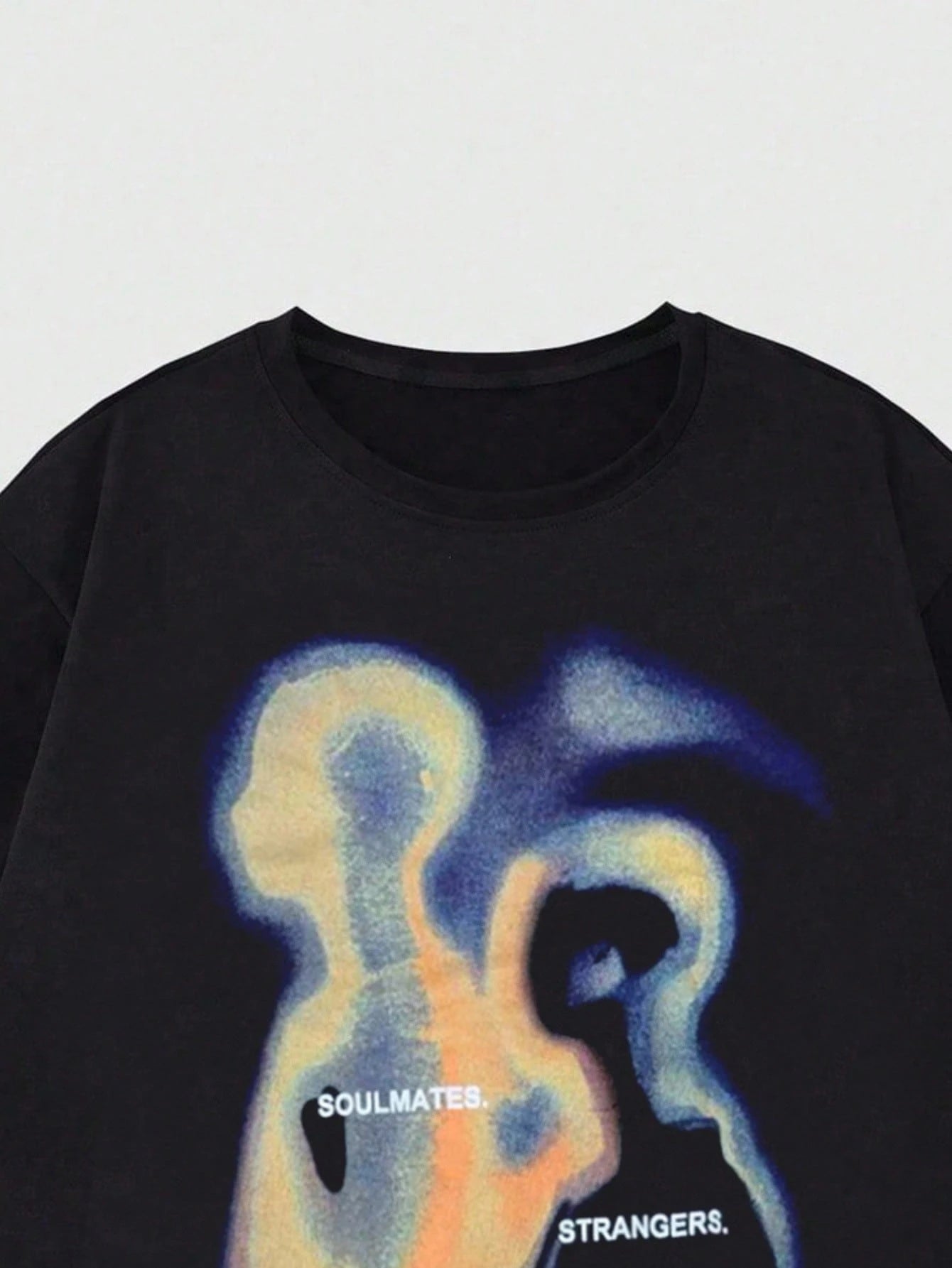 ROMWE Street Life Retro Streetwear Silhouette & Thermal Imaging Print Short Sleeve T-Shirt, Summer Fall Winter