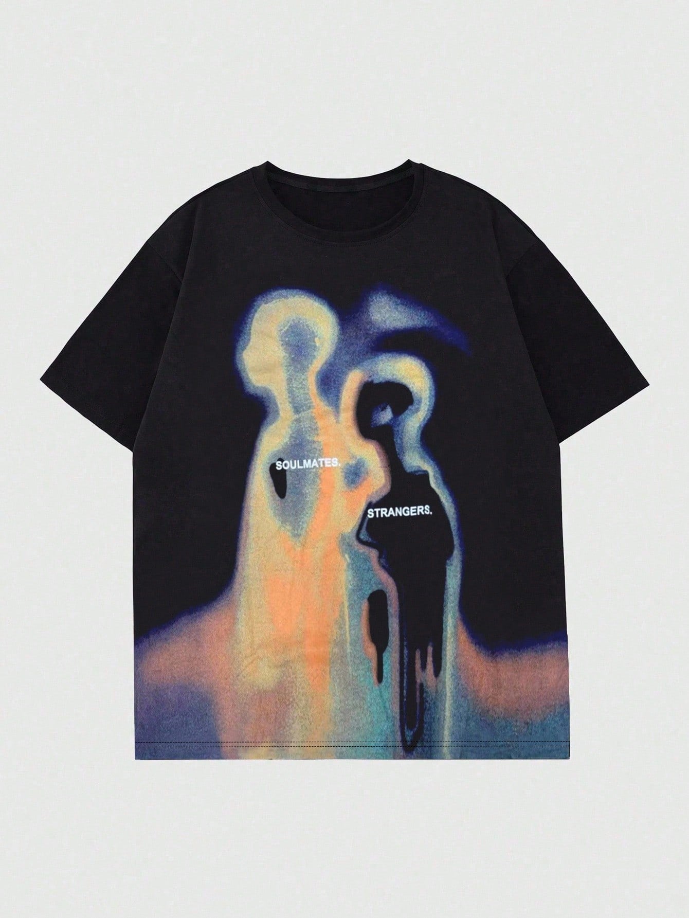 ROMWE Street Life Retro Streetwear Silhouette & Thermal Imaging Print Short Sleeve T-Shirt, Summer Fall Winter