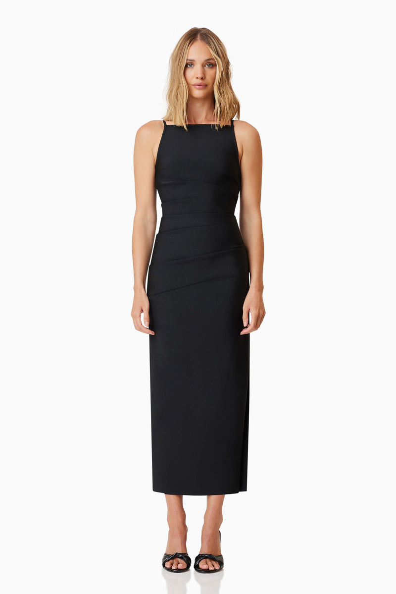 Rose Midi Dress - Black - SHOPJAUS - JAUS