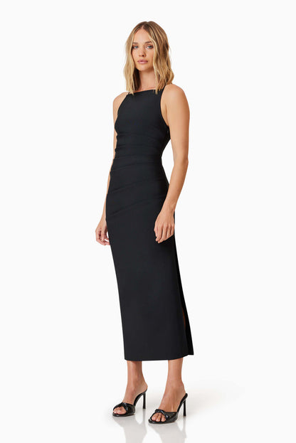Rose Midi Dress - Black - SHOPJAUS - JAUS