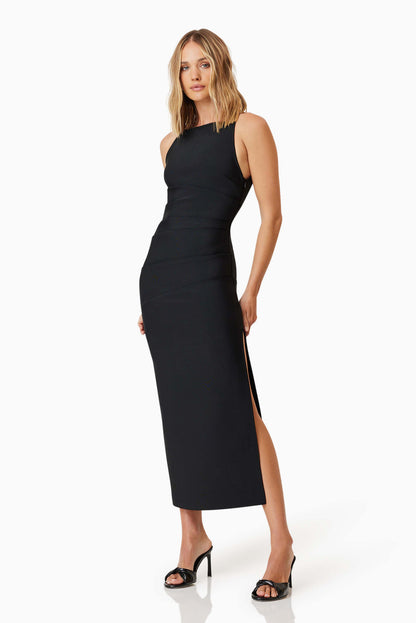 Rose Midi Dress - Black - SHOPJAUS - JAUS