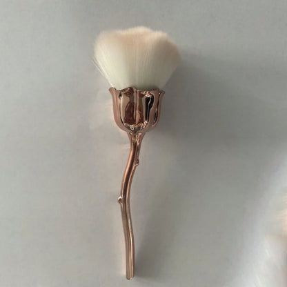 Rose Shaped Nail Dust Brush Soft Bristles Foundation Blush Makeup Tool Pink Handle Elegant Design For Salon Home Use
