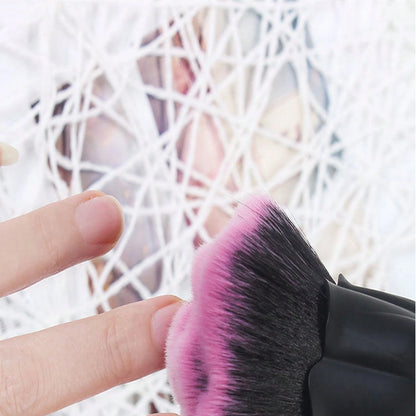 Rose Shaped Nail Dust Brush Soft Bristles Foundation Blush Makeup Tool Pink Handle Elegant Design For Salon Home Use