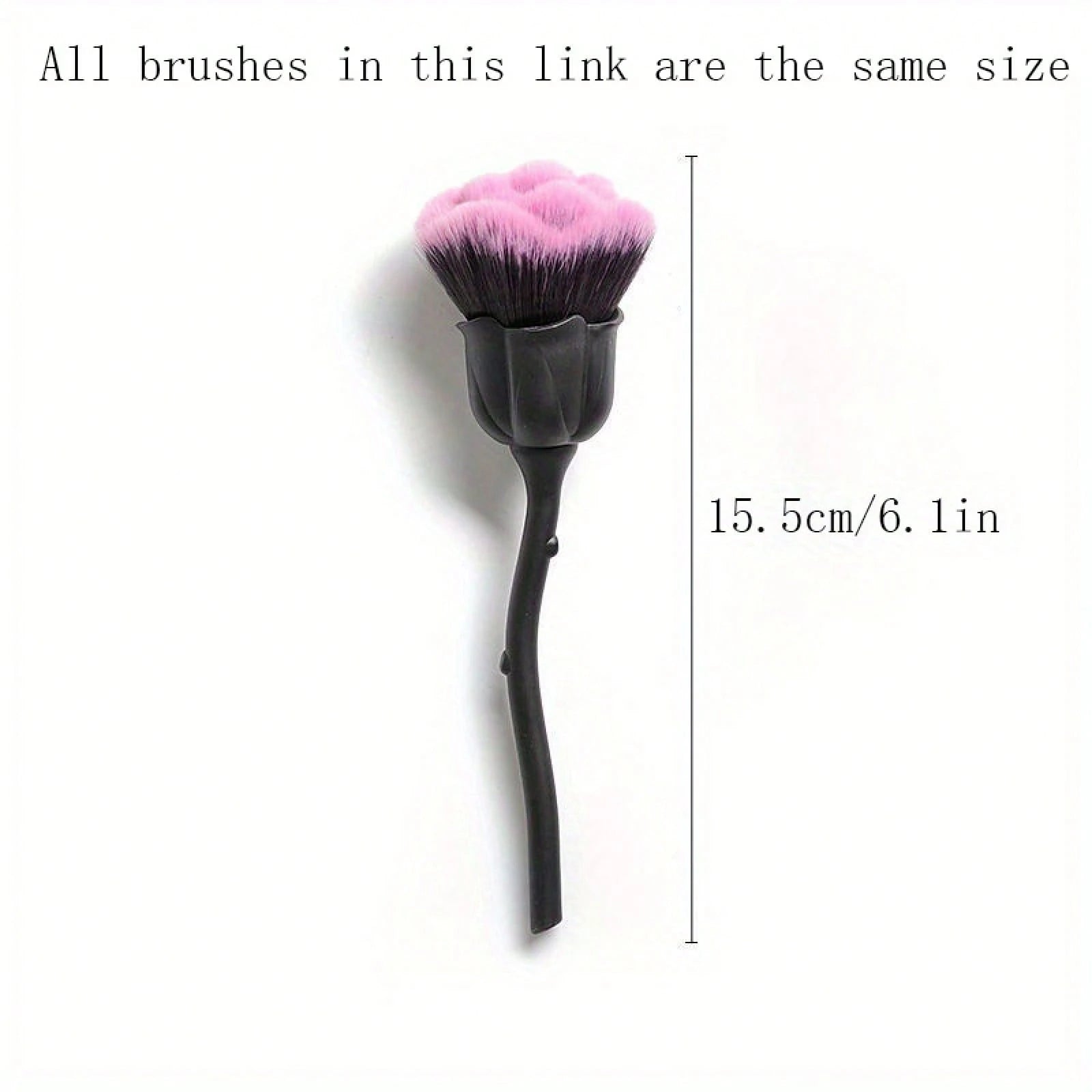 Rose Shaped Nail Dust Brush Soft Bristles Foundation Blush Makeup Tool Pink Handle Elegant Design For Salon Home Use