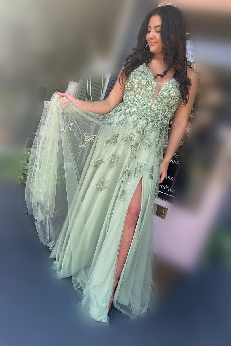 Royal Blue Appliques A-line Long Formal Dress