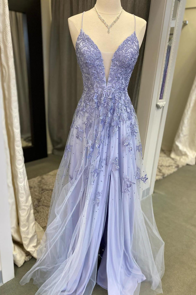 Royal Blue Appliques A-line Long Formal Dress