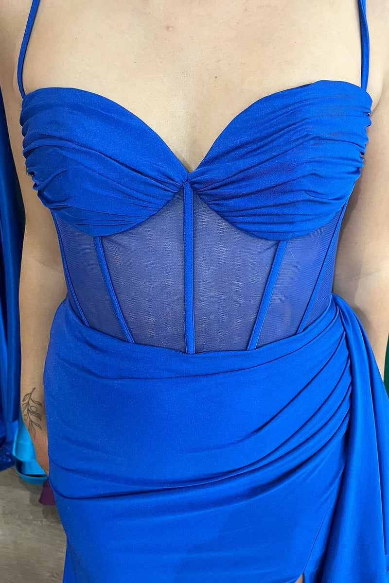Royal Blue Corset Mermaid Long Formal Dress
