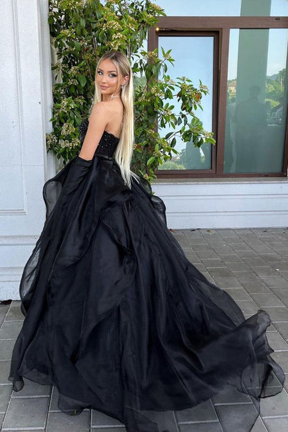 Royal Blue Prom Dresses Organza Sweetheart Evening Dress Beaded Ruffle Dresses,AST2200