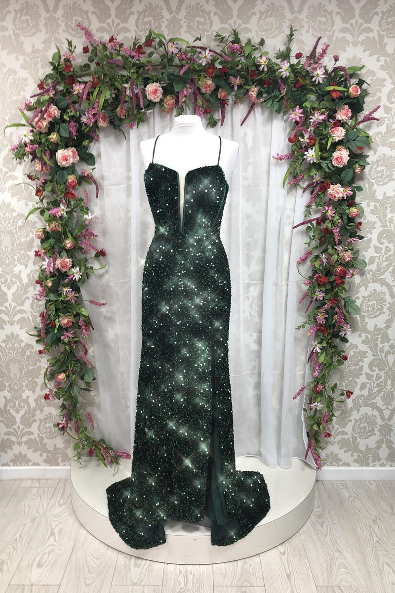 Royal Blue Sequin Straps Mermaid Long Prom Dress