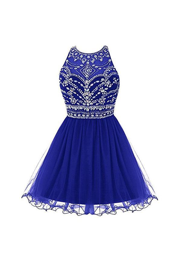 Royal Bule Tulle Homecoming Dresses 2024 Short Prom Gowns Homecoming Dresses, AST1139