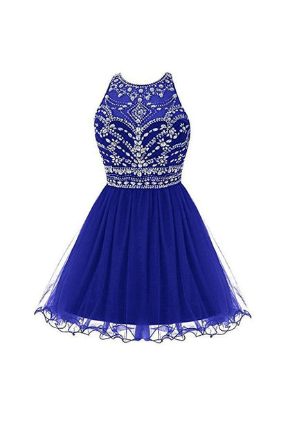 Royal Bule Tulle Homecoming Dresses 2024 Short Prom Gowns Homecoming Dresses, AST1139