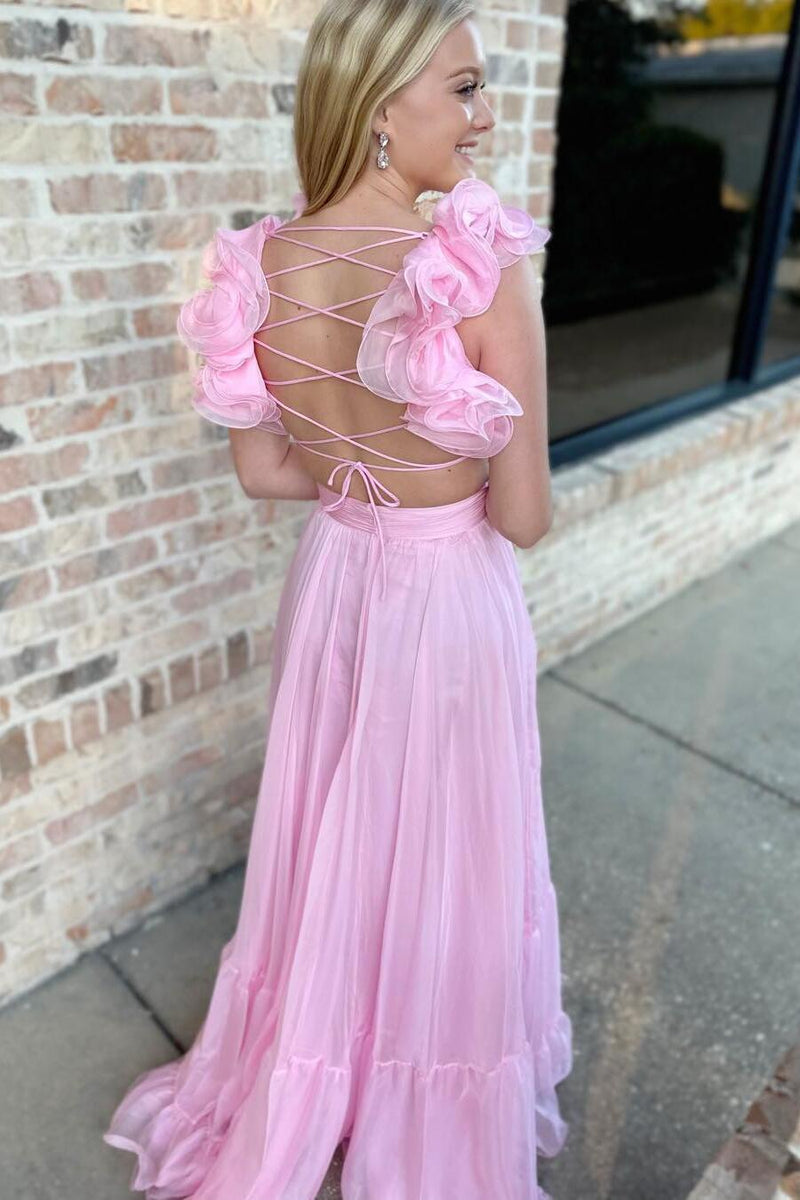 Ruffles Fuchsia Chiffon A-line Boho Dress