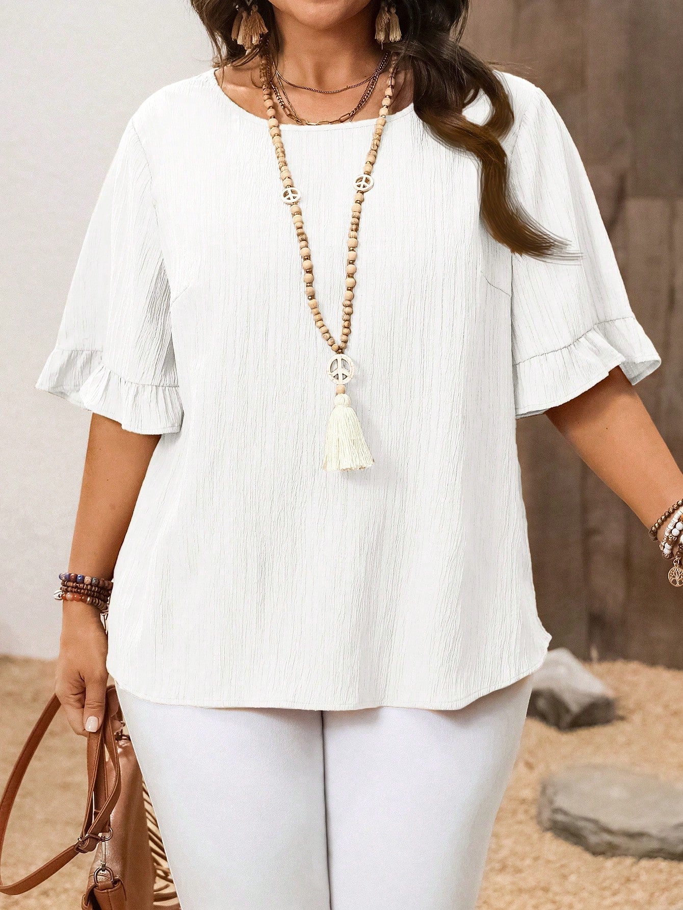 Rusticease Plus Size Blouse Leaf Hem Short Sleeves Simple Fashion Casual Everyday Vacation Woman Spring Summer, Western Wear Women, Summer For Women Beach