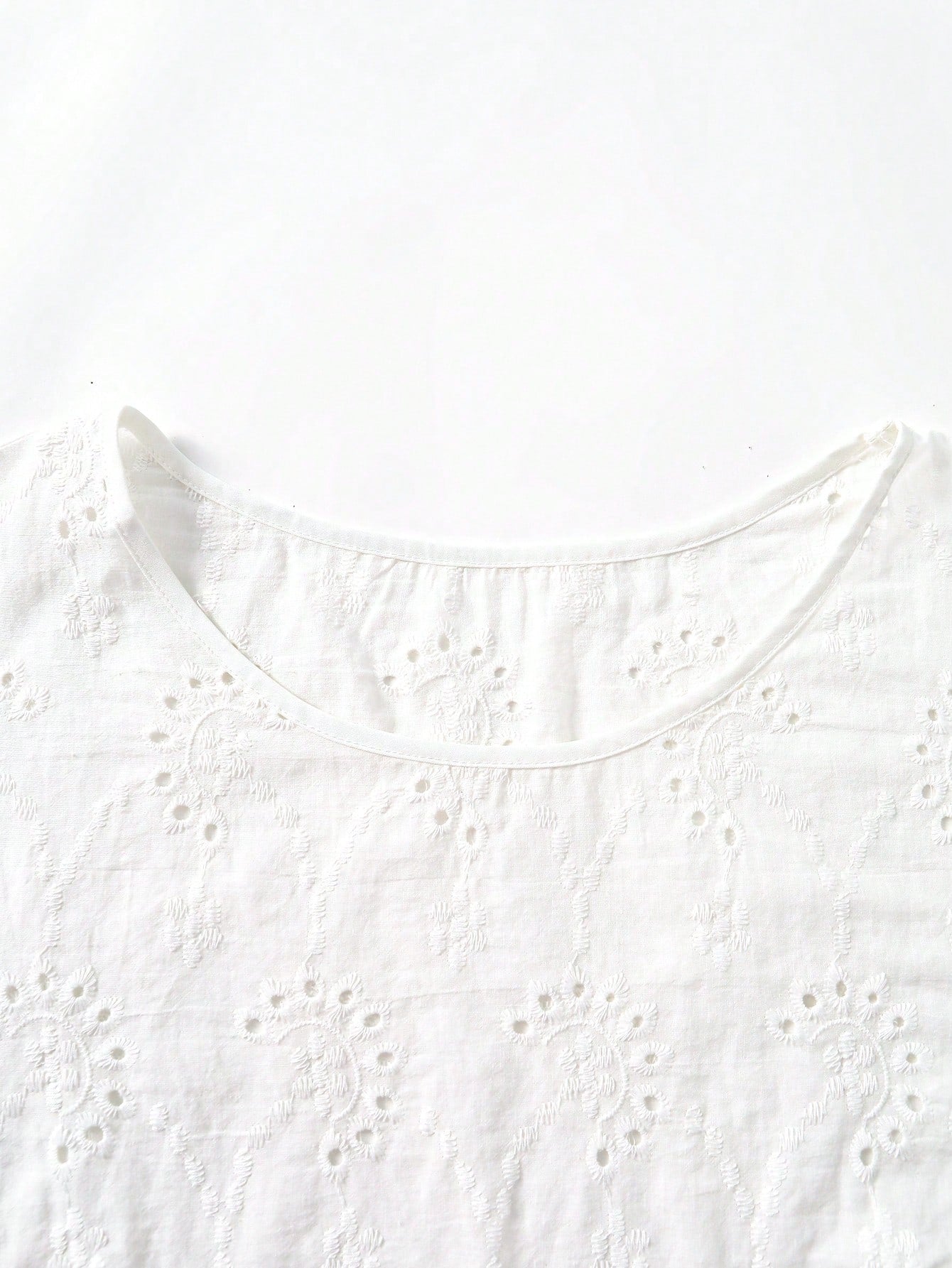 Rusticease Plus Size Women's Hollow Embroidery Round Neck Short Sleeve Casual Shirt Summer Tops Spring Country Style For Women